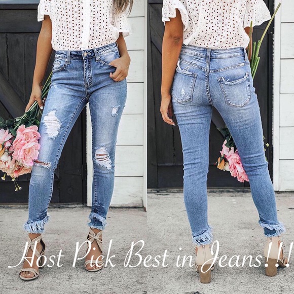 double frayed hem jeans